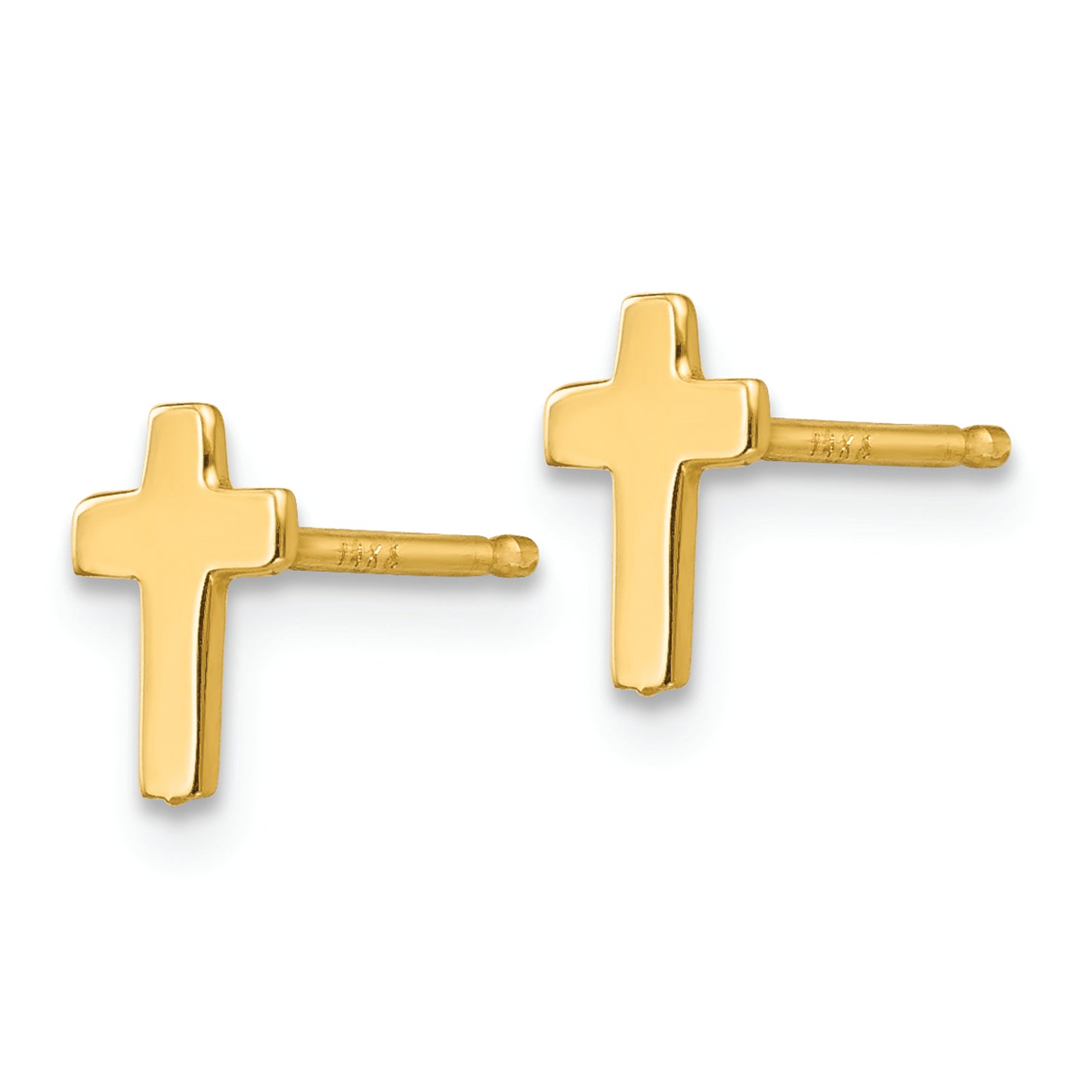 14k Polished Cross Post Earrings