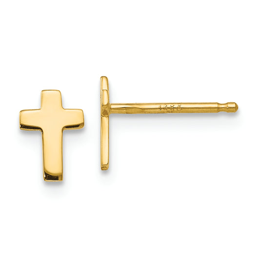 14k Polished Cross Post Earrings