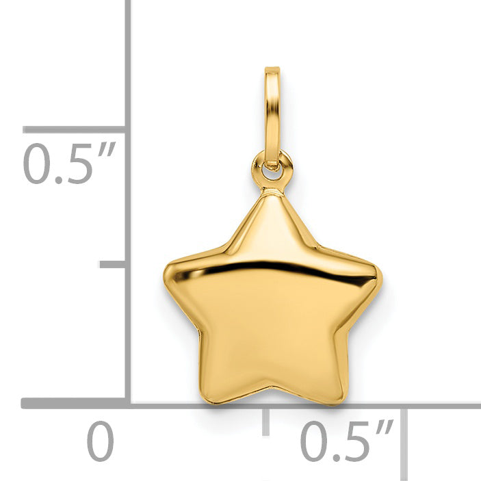 14k Polished Puffed Star Pendant