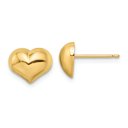 14k Polished Puffed Heart Post Earrings