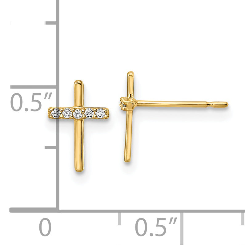 14k CZ Cross Post Earrings