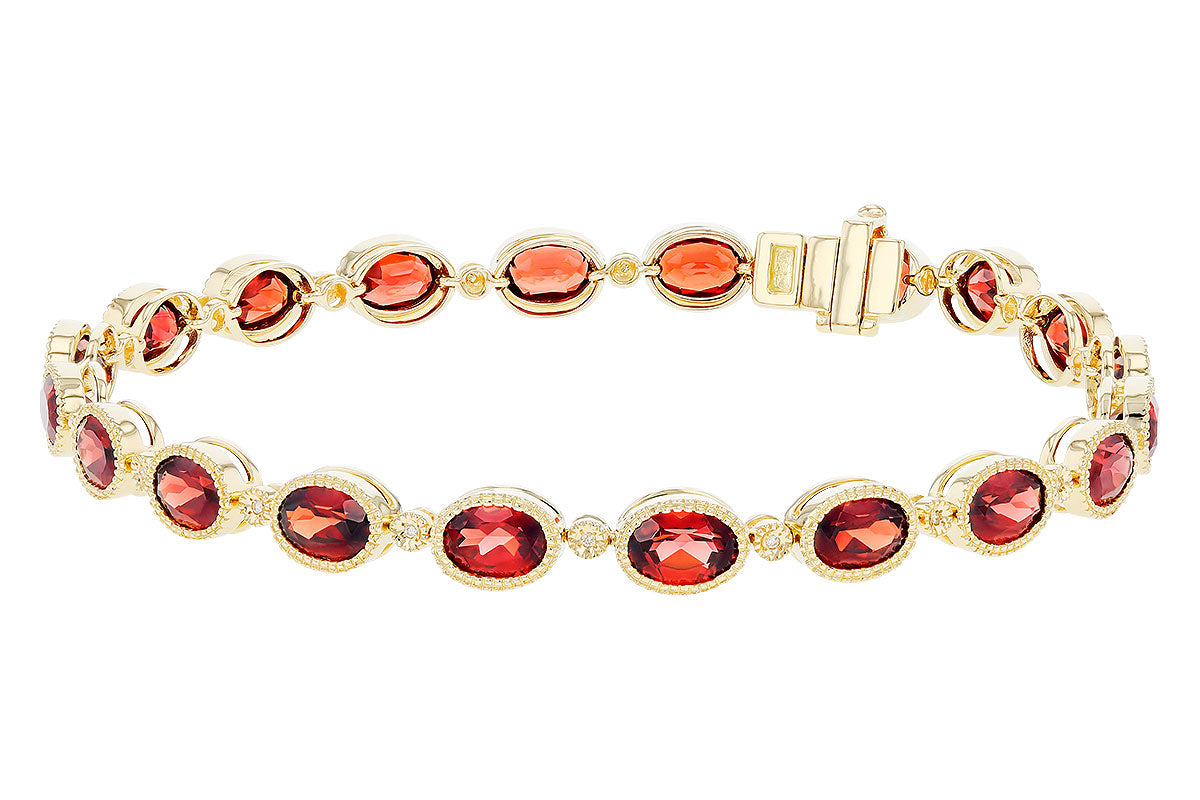 Yellow Gold Garnet Station Tennis Bracelet