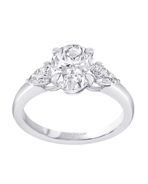 Oval 3-Stone Diamond Engagement Ring