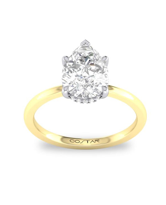 2.50 ct Pear Hidden Halo Solitaire Engagement Ring