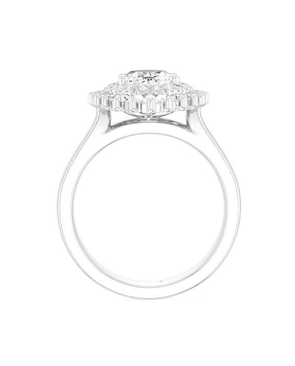 Oval Multi Stone Halo Diamond Engagement Ring