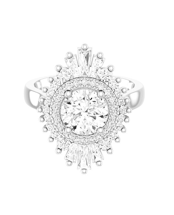 Round Multi Stone Halo Diamond Engagement Ring