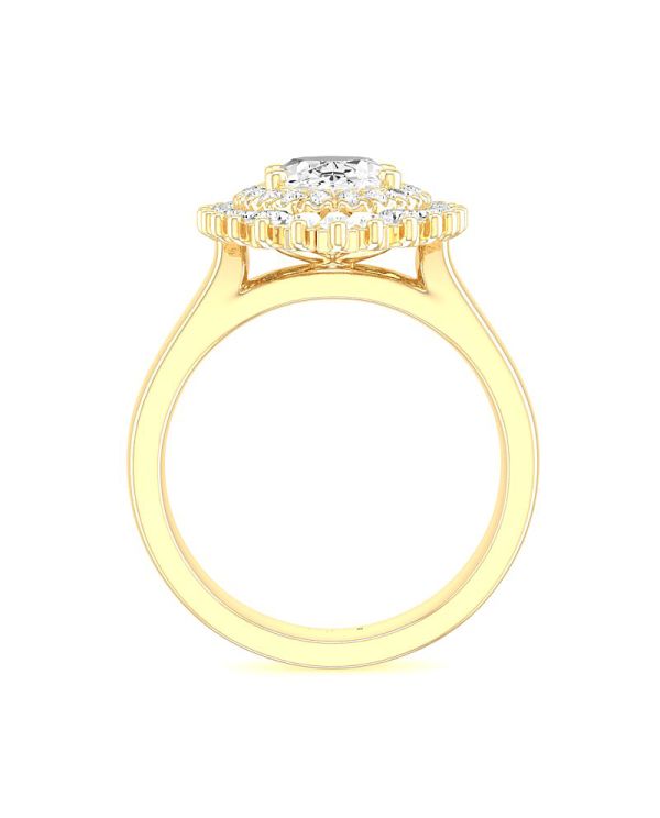 Oval Multi Stone Halo Diamond Engagement Ring