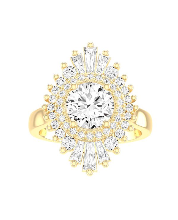 Round Multi Stone Halo Diamond Engagement Ring