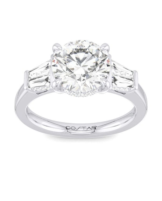 Round 3-Stone Diamond Engagement Ring