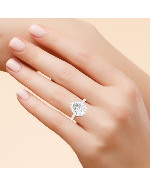 Pear Halo Diamond Engagement Ring