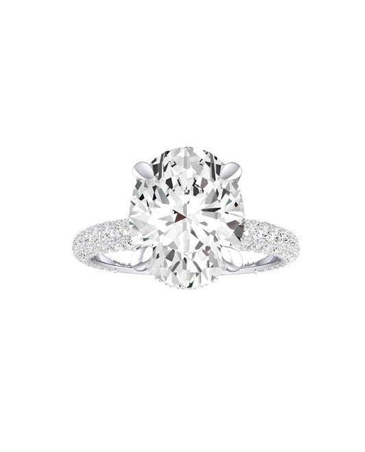 Oval Hidden Halo Pave Engagement Ring