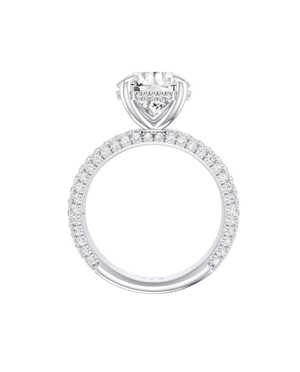 Round Hidden Halo Pave Engagement Ring