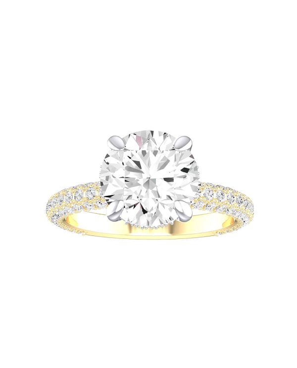 Round Hidden Halo Pave Engagement Ring