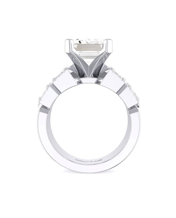 Emerald Statement Side Diamond Engagement Ring