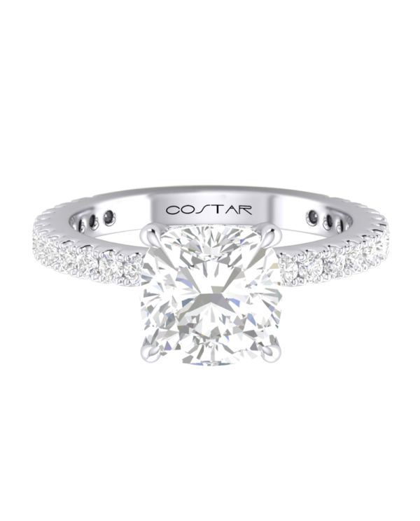 Cushion Hidden Halo Engagement Ring