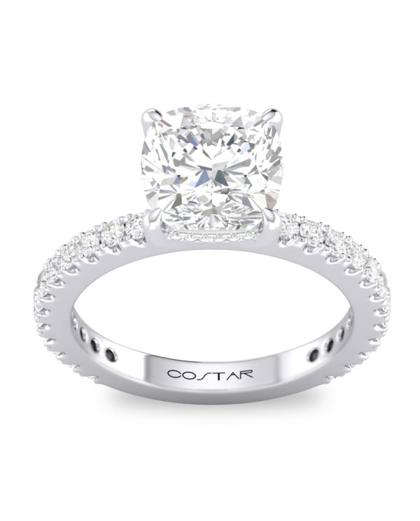 Cushion Hidden Halo Engagement Ring