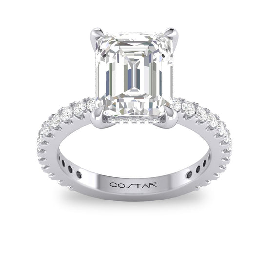 2.50 ct Emerald Hidden Halo Engagement Ring