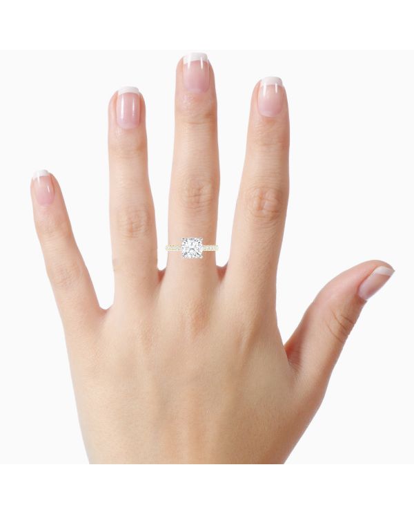 Cushion Hidden Halo Engagement Ring