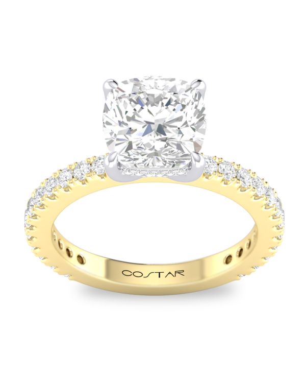 Cushion Hidden Halo Engagement Ring