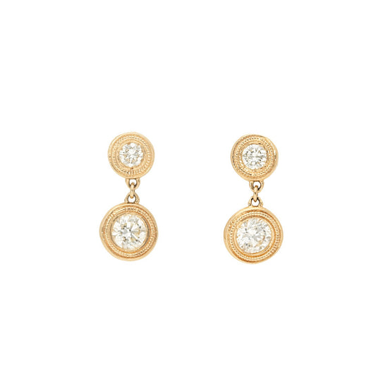 Diamond Milgrain Bezel Drop Earrings