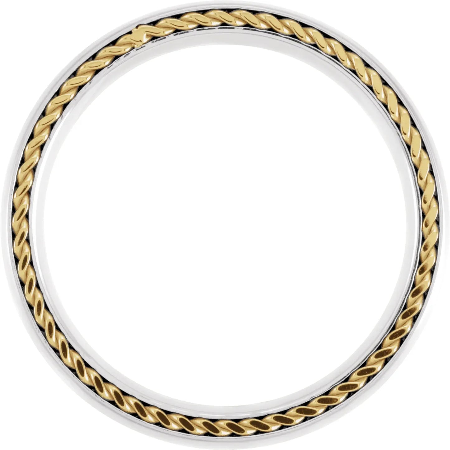 Titanium Domed Band with Yellow Gold Steel Rope Inlay