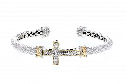 PIYARO Italian Silver Cross Bracelet