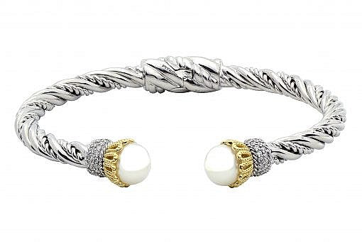 PIYARO Italian Silver Pearl Bracelet