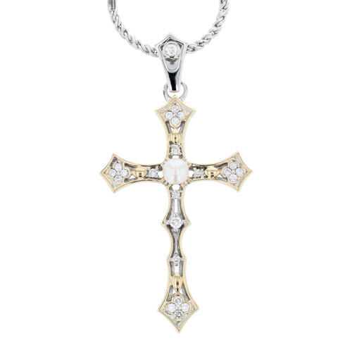 PIYARO Pearl Cross Necklace