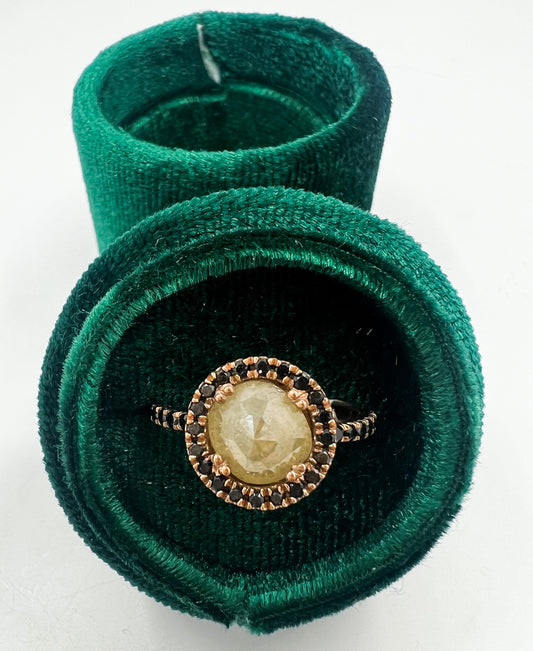 Halo Cream Diamond Rose Gold Ring