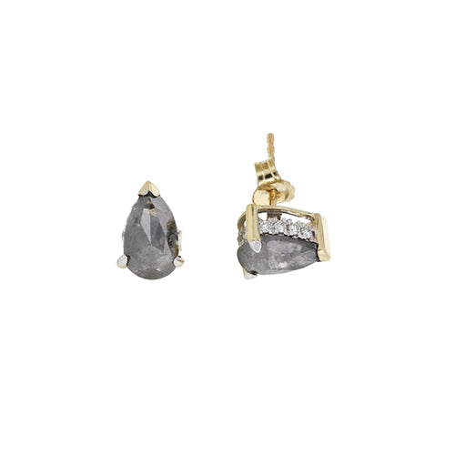 Pear Salt and Pepper Diamond Earrings