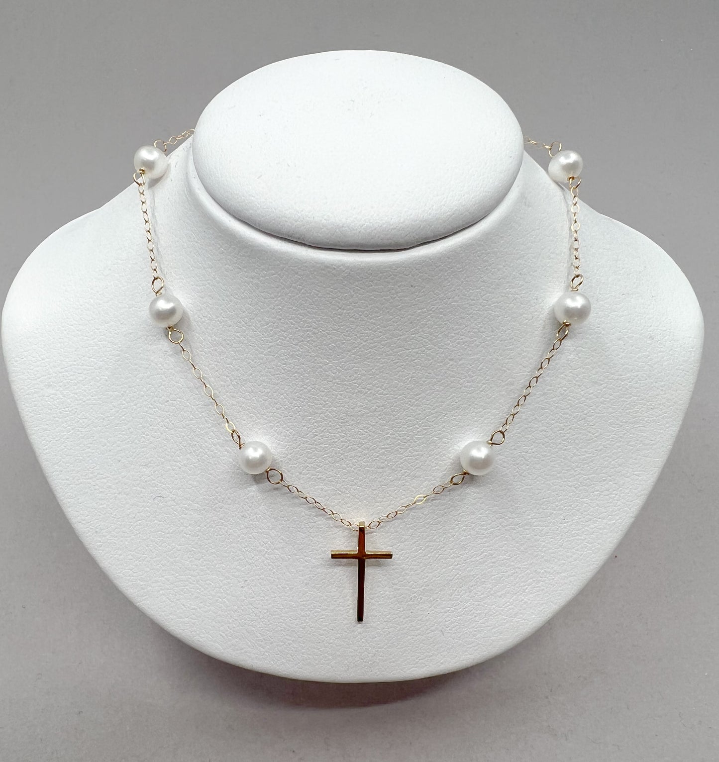 Child's Pearl Cross Necklace